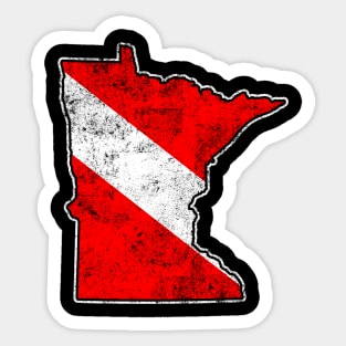 Minnesota Dive Flag Scuba Diving State Map Dive Flag Distressed Sticker